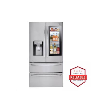 Lg 28 cu. ft. Smart Wi-Fi Enabled Stainless Steel French Door InstaView Refrigerator with Ice System LMXS28596S